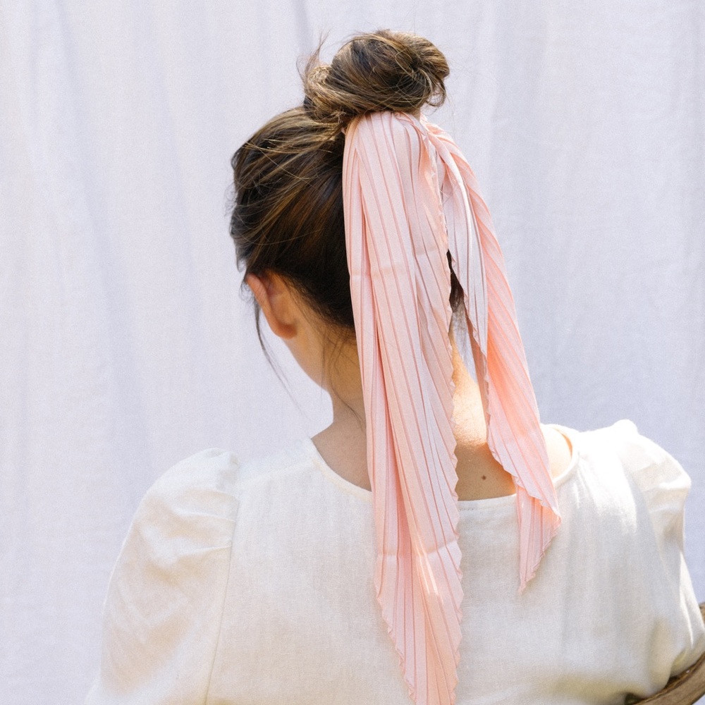 Pleated Silk Scarf - Blush